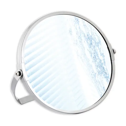 Зеркало настольное BRABIX, круглое, диметр 17 см, двустороннее, с увеличением, рамка из нержавеющей стали, 607421, фото 1
