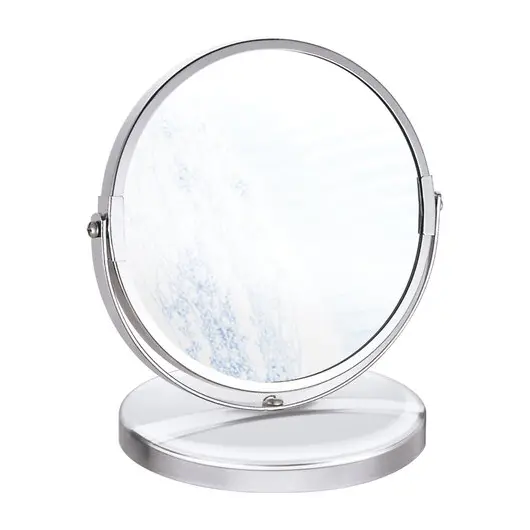 Зеркало настольное BRABIX, круглое, диаметр 17 см, двустороннее, с увеличением, синяя металлическая рамка, 607422, фото 1