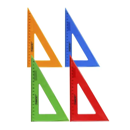 Треугольник пластиковый 30*18 см ПИФАГОР, непрозрачный, ассорти, 210794, фото 1