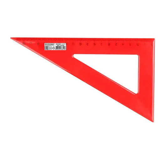 Треугольник пластиковый 30*18 см ПИФАГОР, непрозрачный, ассорти, 210794, фото 2