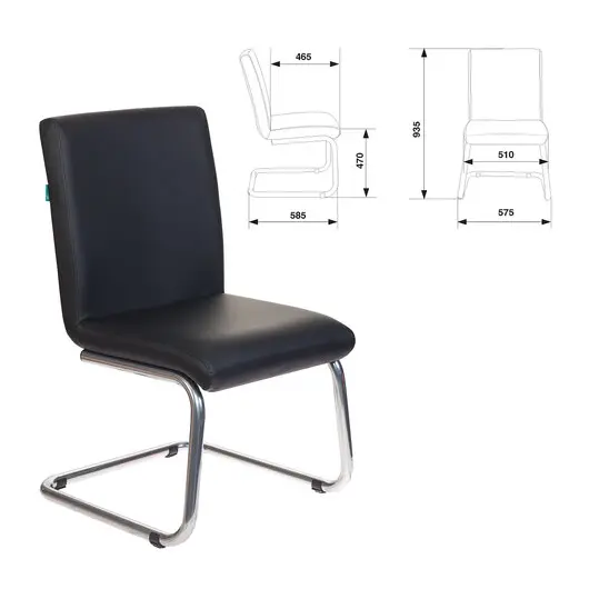 Кресло для приемных и переговорных CH-250-V, хром, экокожа, черное, 1098331, фото 6