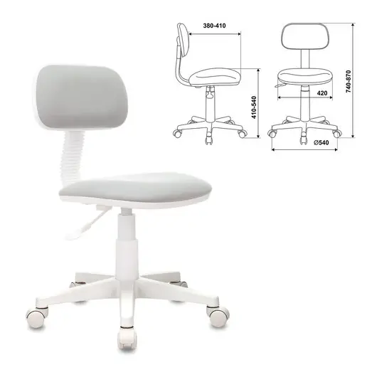 Кресло детское CH-W201NX, без подлокотников, пластик белый, серое, 477006, фото 7