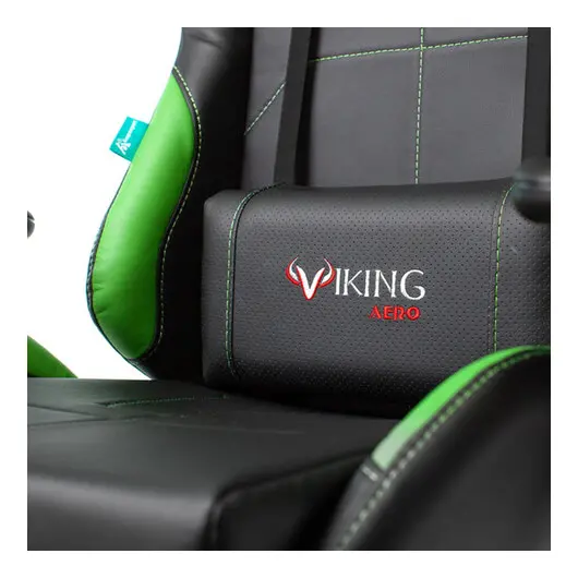 Кресло компьютерное Zombie VIKING 5 AERO, 2 подушки, экокожа, черное/зеленое, 1359298, фото 17