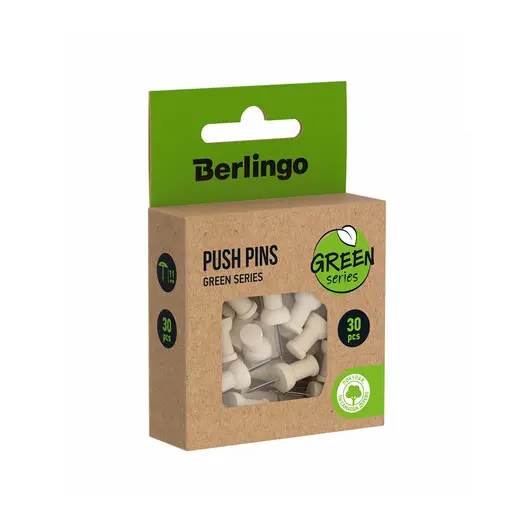 Кнопки силовые Berlingo &quot;Green Series&quot;, 30шт., деревянные, крафт упак., европодвес, фото 1