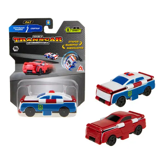 Машина игрушечная 1toy &quot;Transcar Double: Патрульная машина – Спорткар&quot;, 8см, блистер, фото 1