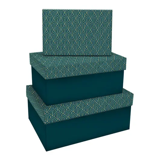Набор прямоугольных коробок 3в1, MESHU &quot;Emerald style. Top.&quot;, (19*12*7,5-15*10*5см), фото 1