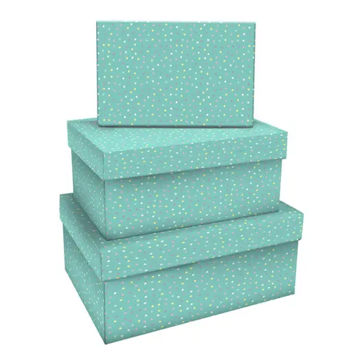Набор прямоугольных коробок 3в1, MESHU &quot;Turquoise style&quot;, (19*12*7,5-15*10*5см), фото 1