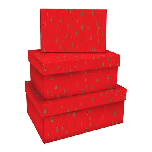 Набор прямоугольных коробок 3в1, MESHU &quot;Christmas trees&quot;, (19*12*7,5-15*10*5см), фото 1