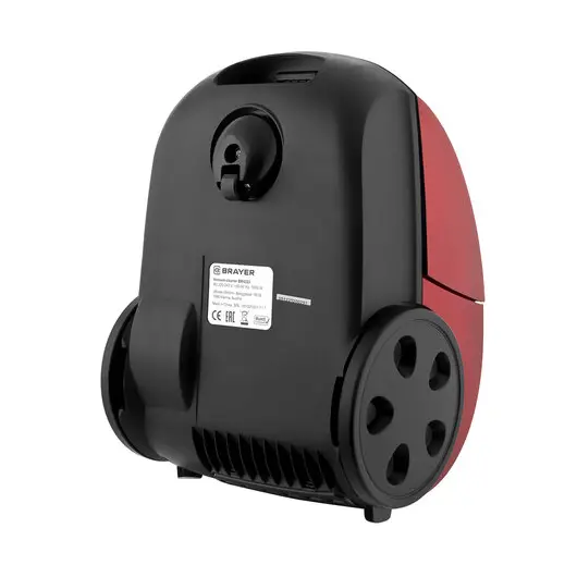 Пылесос BRAYER BR4223, с пылесборником, 1800Вт, мощность всасывания 380Вт, черный/красный, фото 4