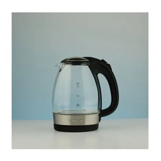Чайник SCARLETT SC-EK27G91, 1,7 л, 2200 Вт, закрытый нагревательный элемент, стекло, черный, фото 6