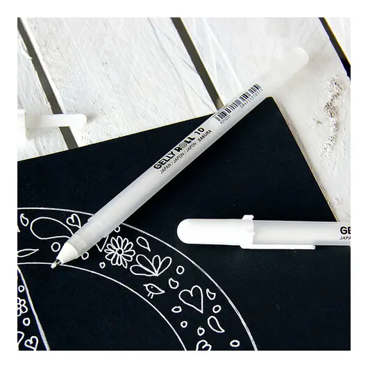 Ручка гелевая БЕЛАЯ, SAKURA (Япония) &quot;Gelly Roll&quot;, узел 1мм, линия 0,5мм, XPGB10#50, фото 4