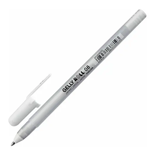 Ручка гелевая БЕЛАЯ, SAKURA (Япония) &quot;Gelly Roll&quot;, узел 0,8мм, линия 0,4мм, XPGB#50 , фото 1