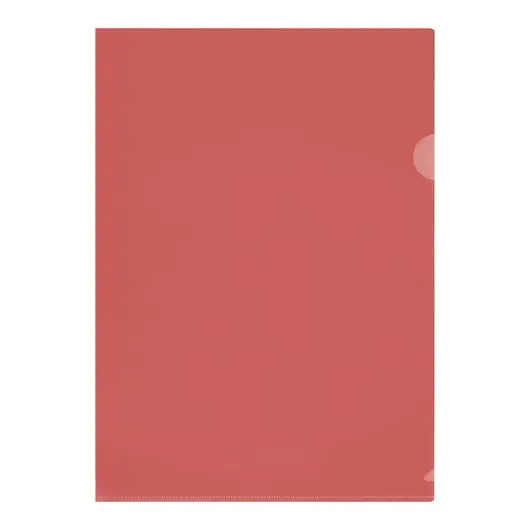 Папка-уголок СТАММ, А4, 150мкм, прозрачная, красная, фото 1
