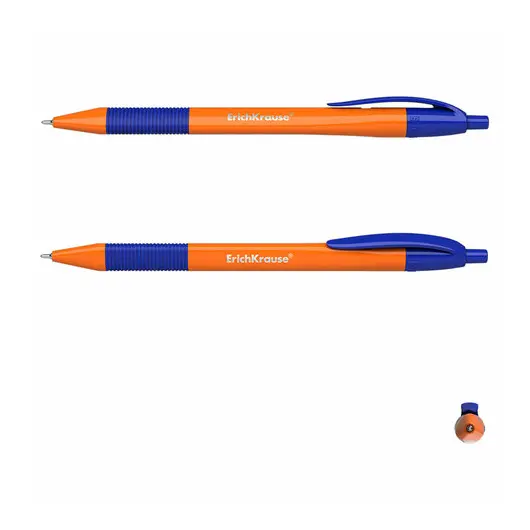 Ручка шариковая масляная автоматическая с грипом ERICH KRAUSE &quot;U-209 Orange&quot;, СИНЯЯ, узел 1,0 мм, линия письма 0,3 мм, 47593, фото 2