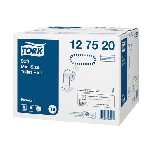 Бумага туалетная 90 м, TORK (Система Т6), комплект 27 шт., Premium, 2-слойная, белая, 127520, фото 2