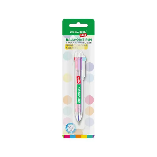 Ручка многоцветная шариковая автоматическая 8 ЦВЕТОВ, стандартный узел 0,7 мм, на блистере, BRAUBERG KIDS, 143938, фото 2