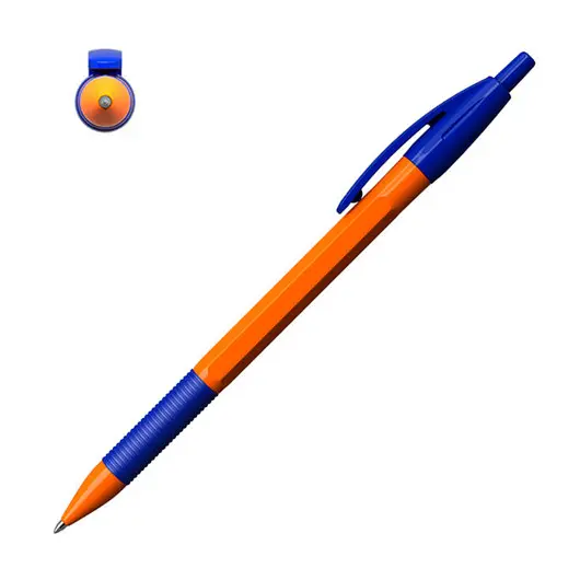Ручка шариковая автоматическая с грипом ERICH KRAUSE &quot;R-301 Orange&quot;, СИНЯЯ, 1,0 мм, линия письма 0,5 мм, 46762, фото 5