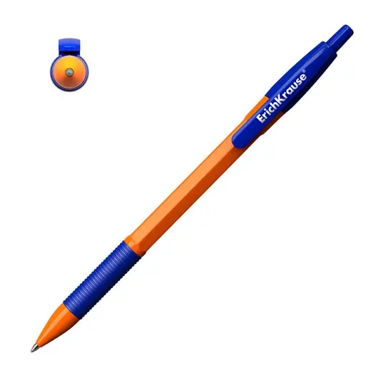 Ручка шариковая автоматическая с грипом ERICH KRAUSE &quot;R-301 Orange&quot;, СИНЯЯ, 1,0 мм, линия письма 0,5 мм, 46762, фото 4