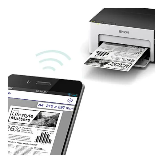 Принтер струйный монохромный EPSON M1120 А4, 32 стр./мин, 1440x720, Wi-Fi, СНПЧ, C11CG96405, фото 6
