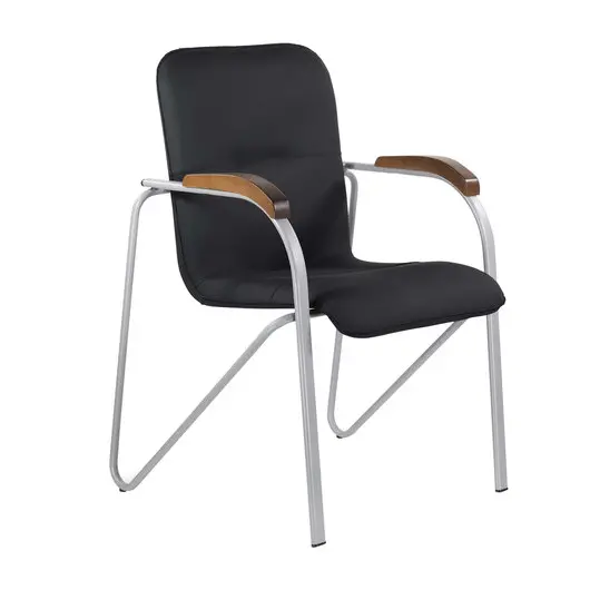 Кресло для приемных и переговорных BRABIX &quot;Samba CF-104&quot;, серый, орех (D-8), к/з черный, собрано, 532759, фото 1