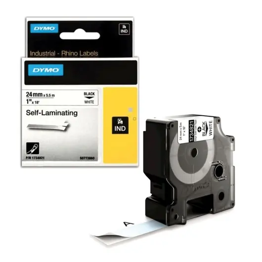 Картридж для принтеров этикеток DYMO Rhino, 24 мм х 5,5 м, лента виниловая, чёрный шрифт, белая, 1734821, фото 1