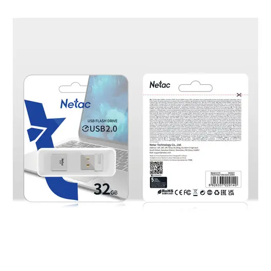 Флеш-диск 32 GB NETAC U116, USB 2.0, белый, NT03U116N-032G-20WH, фото 6
