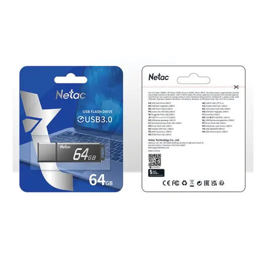Флеш-диск 64GB NETAC U351, USB 3.0, черный, NT03U351N-064G-30BK, фото 3