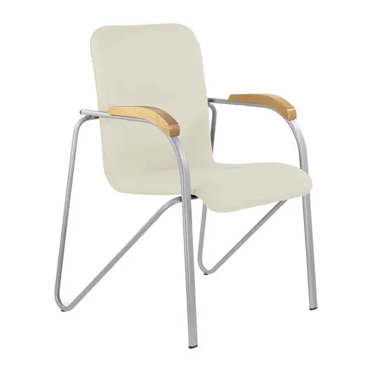 Кресло для приемных и переговорных BRABIX &quot;Samba CF-104&quot;, серый, бук (D-1), к/з бежевый, собрано, 532760, фото 1
