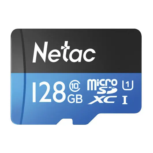 Карта памяти microSDXC 128 ГБ NETAC P500 Standard, UHS-I U1, 90 Мб/с (class 10), адаптер, NT02P500STN-128G-R, фото 1