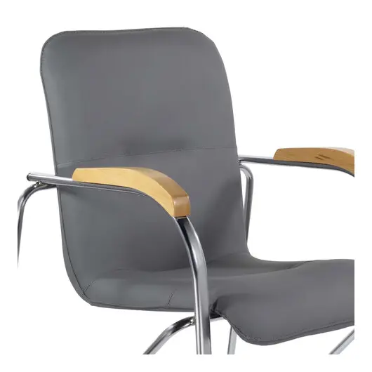 Кресло для приемных и переговорных BRABIX &quot;Samba CF-103&quot;, хром, бук (D-1), к/з серый, собрано, 532758, фото 7