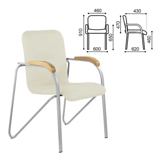 Кресло для приемных и переговорных BRABIX &quot;Samba CF-106 BOX-2&quot;, серый, бук (D-1), бежевый, разобрано, 532764, фото 2
