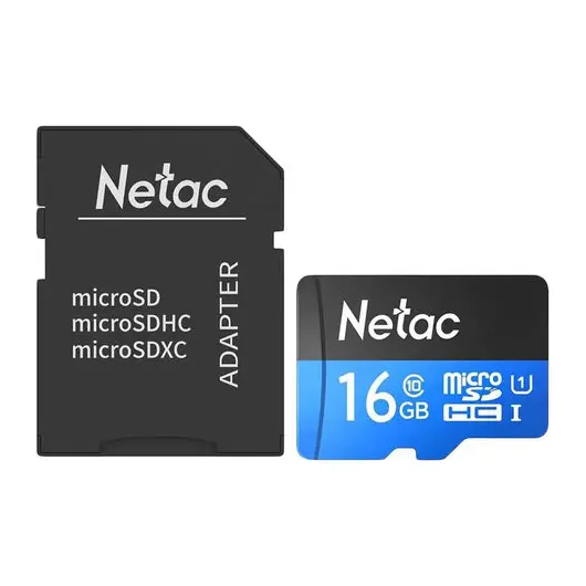 Карта памяти microSDHC 16 ГБ NETAC P500 Standard, UHS-I U1,80 Мб/с (class 10), адаптер, NT02P500STN-016G-R, фото 2