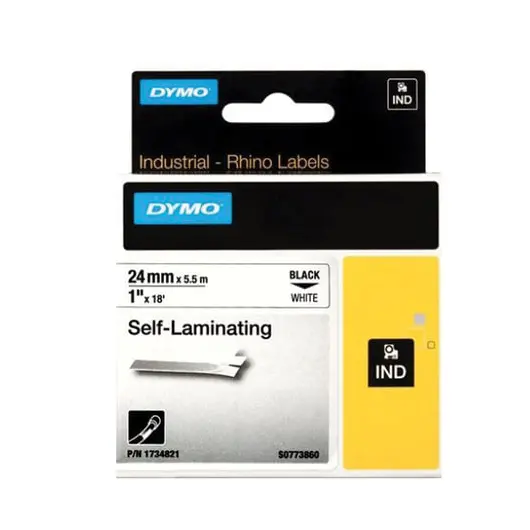 Картридж для принтеров этикеток DYMO Rhino, 24 мм х 5,5 м, лента виниловая, чёрный шрифт, белая, 1734821, фото 2