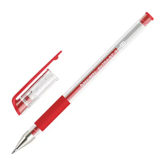 Ручка гелевая с грипом BRAUBERG &quot;EXTRA GT&quot;, КРАСНАЯ, стандартный узел 0,5 мм, линия 0,35 мм, 143920, фото 1
