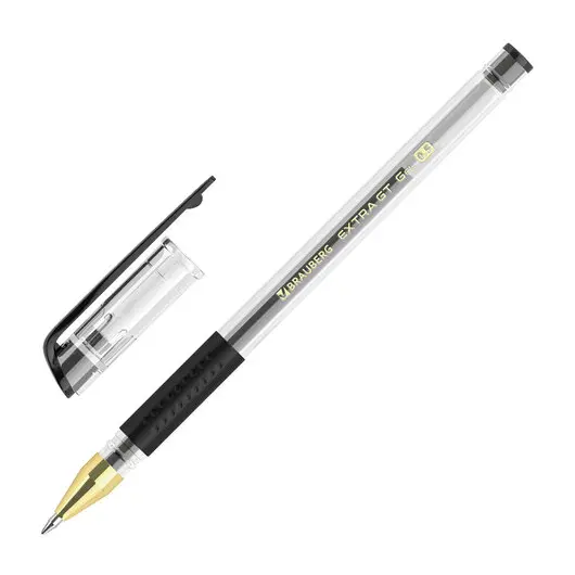 Ручка гелевая с грипом BRAUBERG &quot;EXTRA GT GLD&quot;, ЧЕРНАЯ, стандартный узел 0,5 мм, линия 0,35 мм, 143919, фото 1