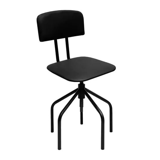 Кресло кассира, ресепшн РС66, на винте, без подлокотников, кожзам, черное, фото 1