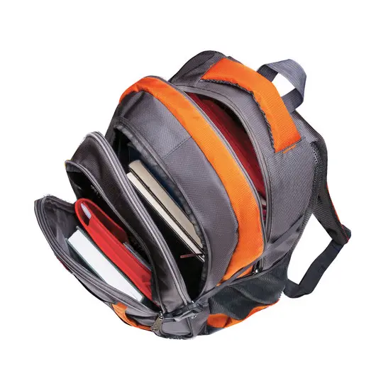 Рюкзак BRAUBERG &quot;SpeedWay 2&quot;, 25 л, размер 46х32х19 см, ткань, серо-оранжевый, 224448, фото 12