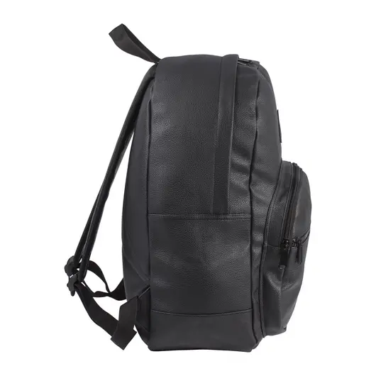 Рюкзак BRAUBERG молодежный, с отделением для ноутбука, &quot;Урбан&quot;, искусственная кожа, черный, 42х30х15 см, 227084, фото 9
