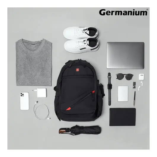 Рюкзак GERMANIUM &quot;S-01&quot; универсальный, с отделением для ноутбука, влагостойкий, черный, 47х32х20 см, 226947, фото 3