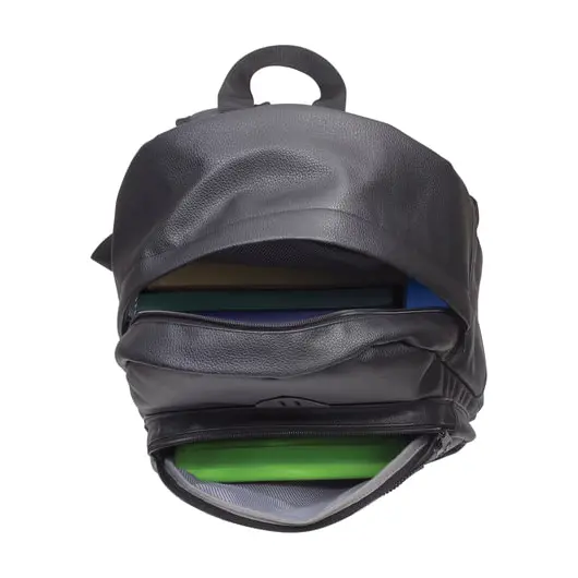 Рюкзак BRAUBERG молодежный, с отделением для ноутбука, &quot;Урбан&quot;, искусственная кожа, черный, 42х30х15 см, 227084, фото 12