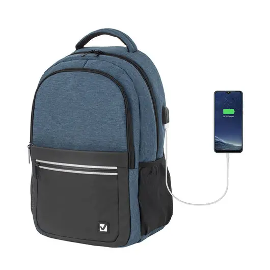 Рюкзак BRAUBERG URBAN универсальный, с отделением для ноутбука, USB-порт, Denver, синий, 46х30х16 см, 229893, фото 1