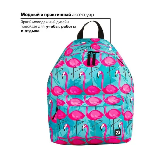 Рюкзак BRAUBERG, универсальный, сити-формат, Фламинго, 20 литров, 41х32х14 см, 228854, фото 4