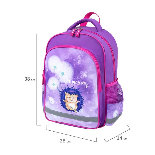 Рюкзак ПИФАГОР SCHOOL для начальной школы, &quot;Hedgehog&quot;, 38x28х14 см, 270655, фото 2