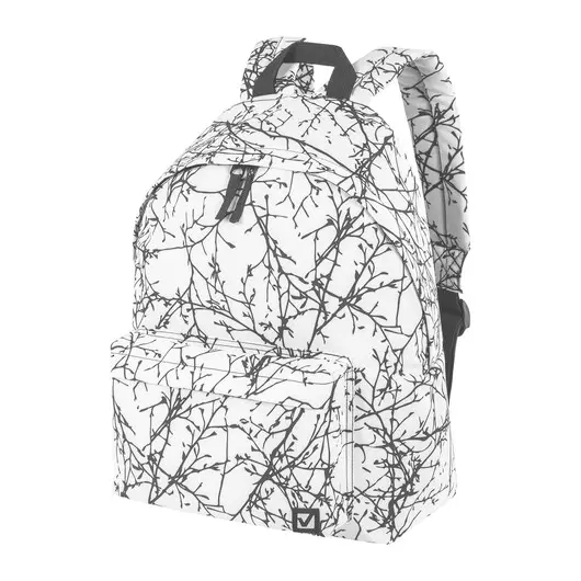 Рюкзак BRAUBERG универсальный, сити-формат, &quot;Twigs on white&quot;, 20 литров, 41х32х14 см, 270794, фото 1