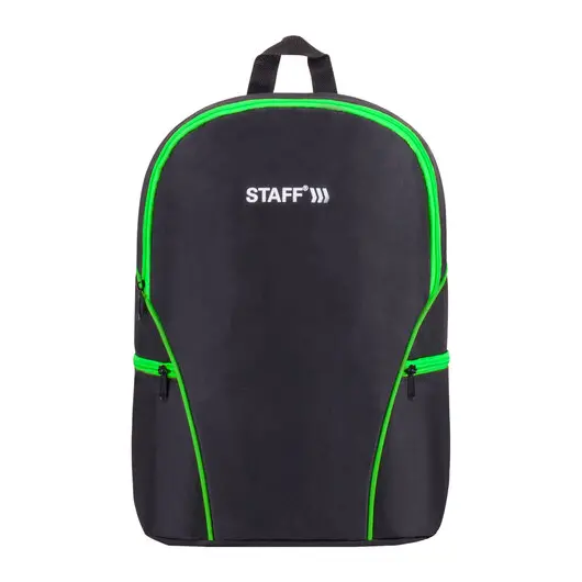 Рюкзак STAFF TRIP универсальный, 2 кармана, черный с салатовыми деталями, 40x27x15,5 см, 270788, фото 8