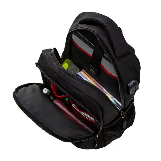 Рюкзак BRAUBERG URBAN универсальный с отделением для ноутбука, USB-порт, &quot;Kinetic&quot;, черный, 46х31х18 см, 270798, фото 9