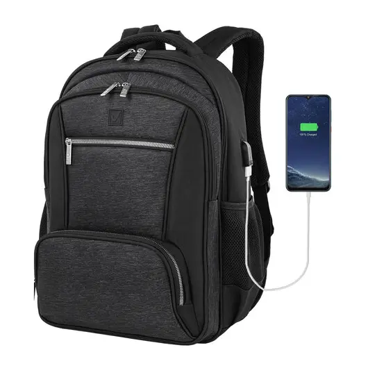 Рюкзак BRAUBERG URBAN универсальный, с отделением для ноутбука, серый/черный, 46х30х18 см, 270751, фото 9