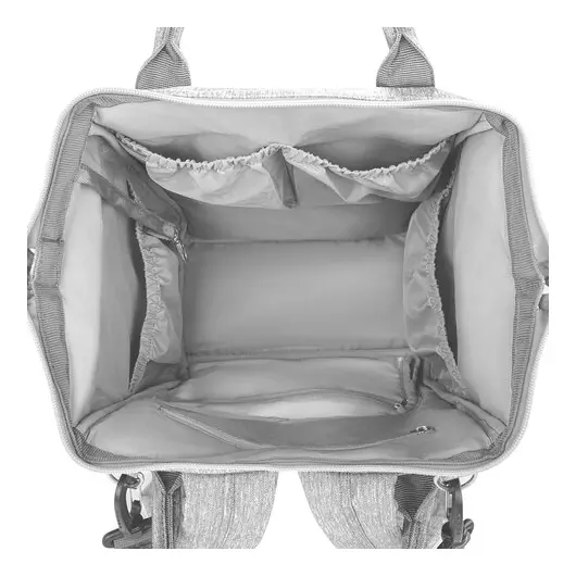 Рюкзак для мамы BRAUBERG MOMMY с ковриком, крепления на коляску, термокарманы, серый, 40x26x17 см, 270819, фото 4