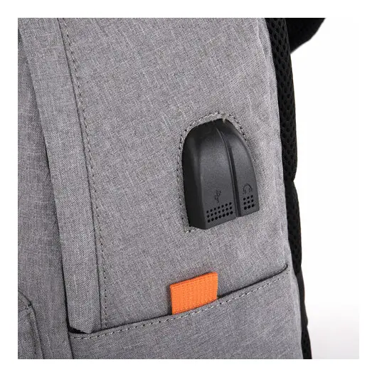 Рюкзак BRAUBERG URBAN универсальный с отделением для ноутбука, USB-порт, &quot;Energy&quot;, серый, 44х31х14 см, 270806, фото 9