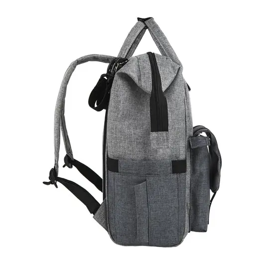 Рюкзак для мамы BRAUBERG MOMMY, крепления для коляски, термокарманы, серый, 41x24x17 см, 270818, фото 4